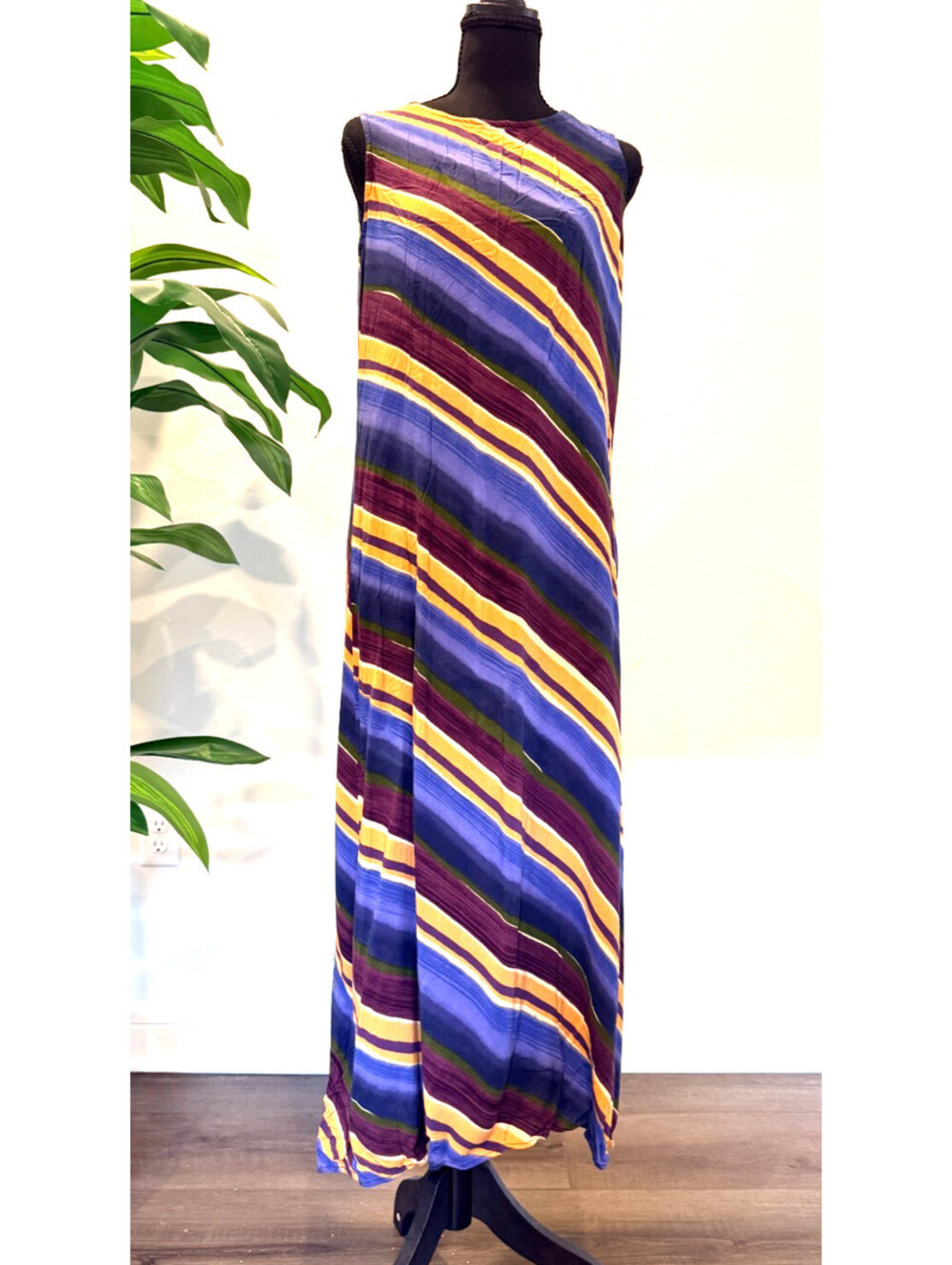 Vintage Chaya Striped Sleeveless Maxi Dress - Women's Size 10